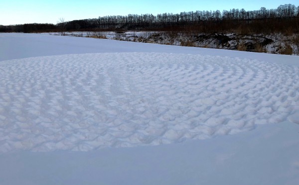 十勝の雪原にミステリーサークルが出現？ スノーアートに挑戦してみた話。